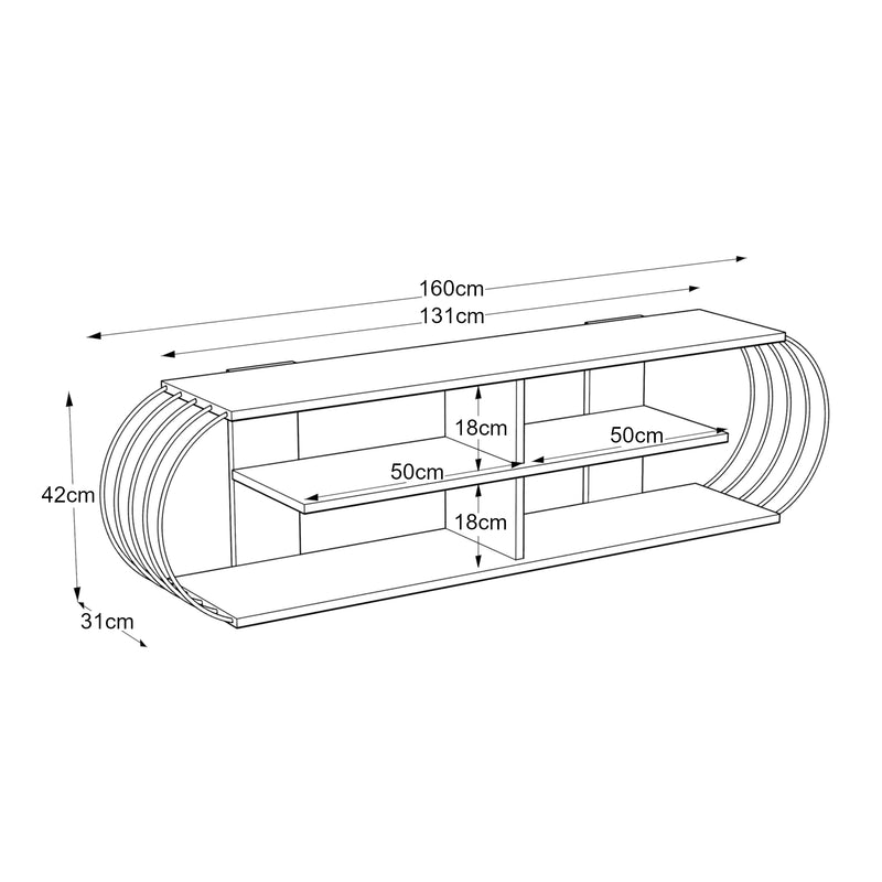 Méretrajz TV asztal Robertsfors 180/172/160cm [en.casa]