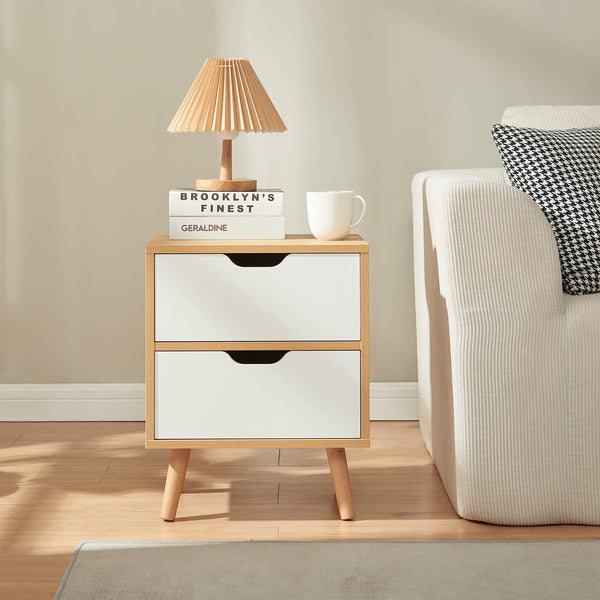 Éjjeliszekrény Bordkak tölgyfa hatású/fehér [en.casa]