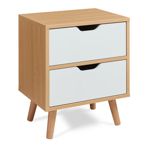 Éjjeliszekrény Bordkak tölgyfa hatású/fehér [en.casa]