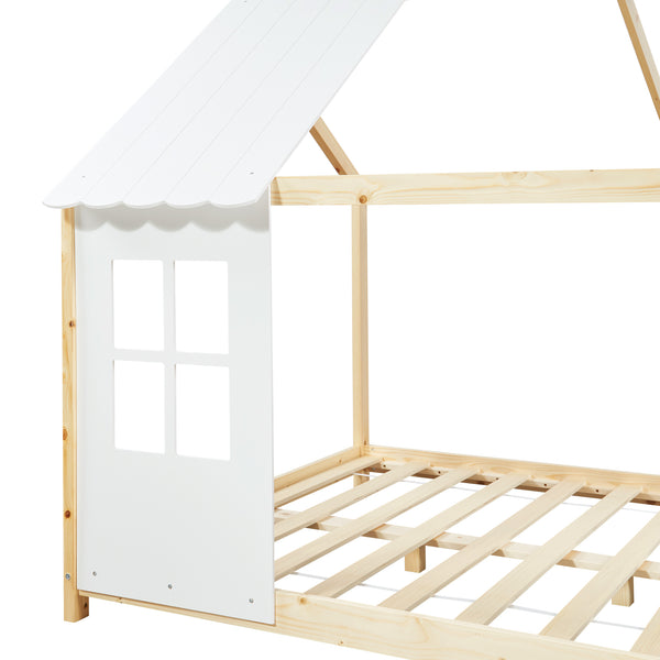 Félig nyitott házikó gyerekágy matraccal Tostedt [en.casa]