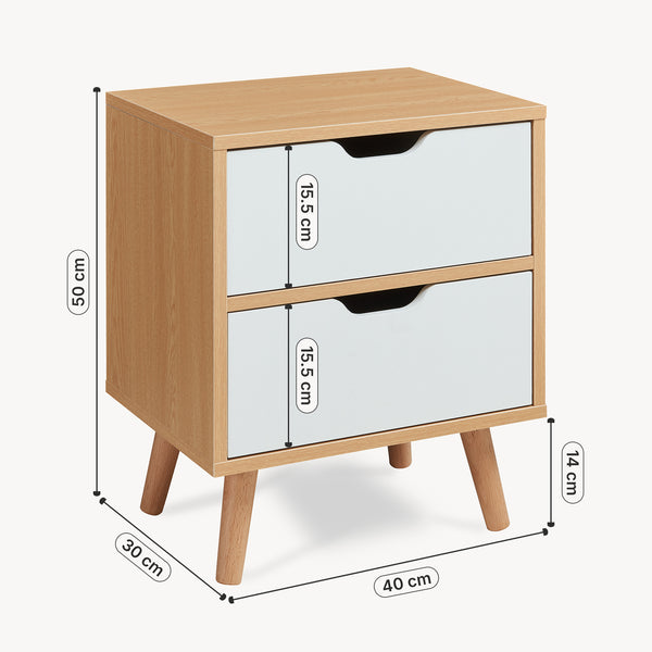 Éjjeliszekrény Bordkak tölgyfa hatású/fehér [en.casa]