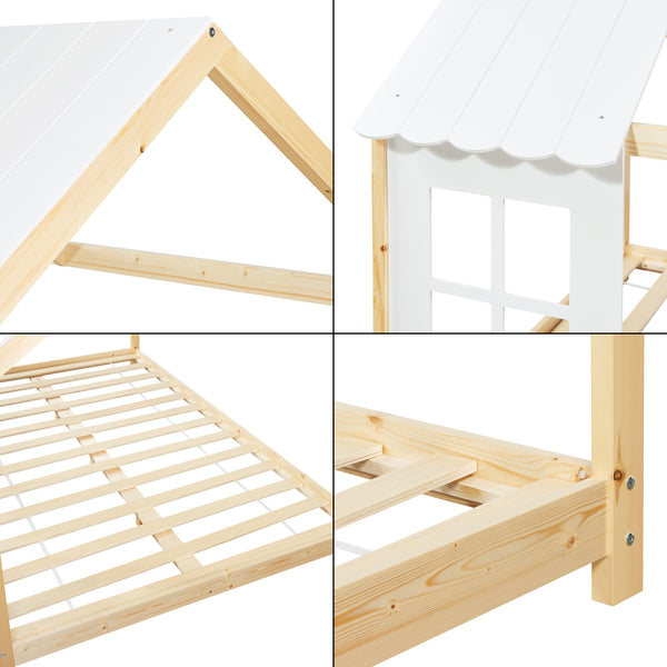 Félig nyitott házikó gyerekágy matraccal Tostedt [en.casa]