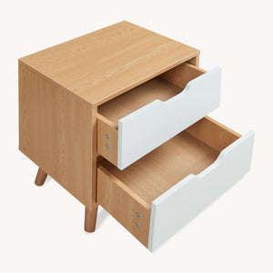 Éjjeliszekrény Bordkak tölgyfa hatású/fehér [en.casa]