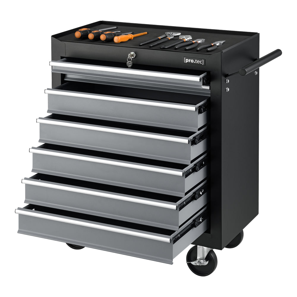 Gurulós szerszámoskocsi fiókkal fekete több méretben [pro.tec]