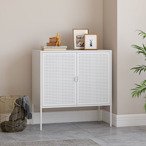 Komód Castelli 82,5 x 80 x 40 cm fehér acél [en.casa] - premiumXL