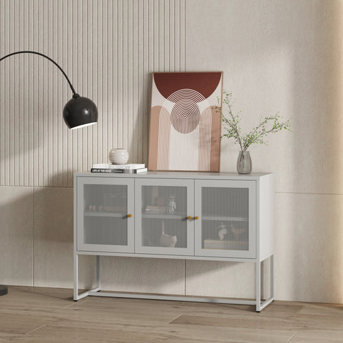 Sideboard Sund 3 ajtóval acél szürke [en.casa] - premiumXL