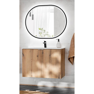 Mosdószekrény Newport 80x57x39 cm LED-tükörrel tölgyfa hatású [en.casa]
