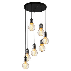 [lux.pro] Függőlámpa vintage design állítható függeszték Las Vegas 25cm - 85cm mennyezeti lámpa fekete