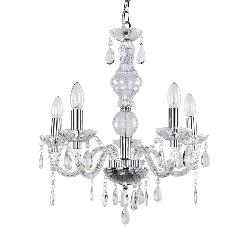 Méretrajz Csillár függőlámpa Elegance 5x E14 kristály/króm lux.pro