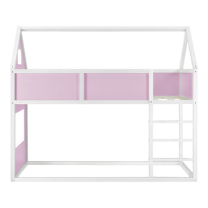 Gyerekágy létrával 90x200 cm emeletes ágy házikóágy fenyőfából magasfekhelyes ágy több színben [en.casa]®